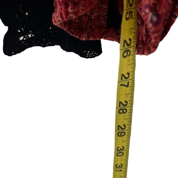 Free People Modified Peacemaker Black Red Print Long Sleeve Top Small - Picture 6 of 8